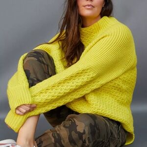 Anthropologie Bia Mock Neck Sweater Size XL Coral Aplaca Blend